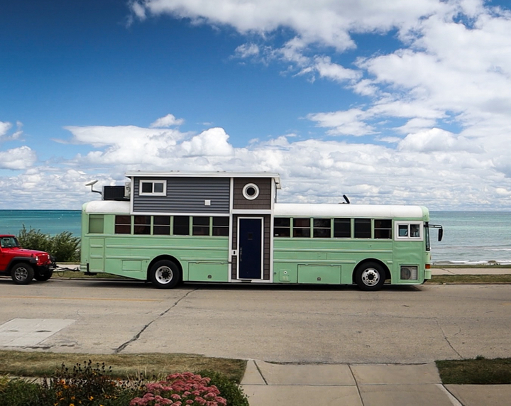 green schoolbus house conversion